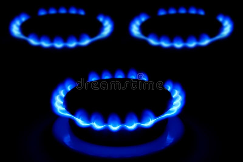 Dark blue flame of gas on a cooker. Dark blue flame of gas on a cooker