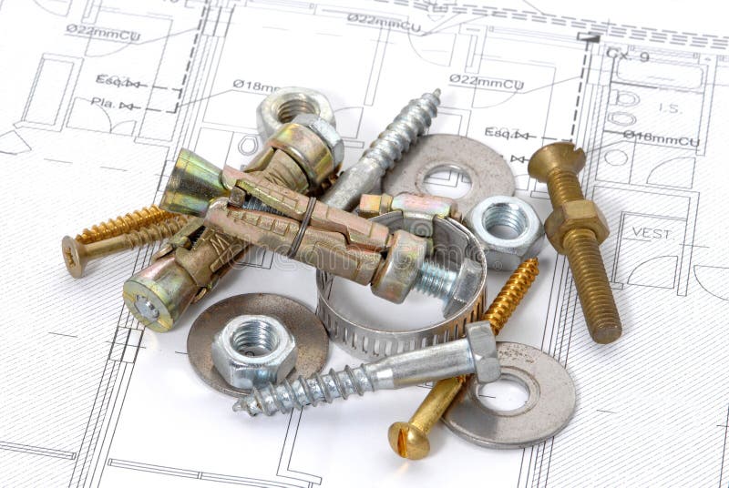 Гайки, болты & шайбы стоковое фото. изображение насчитывающей - 94093304