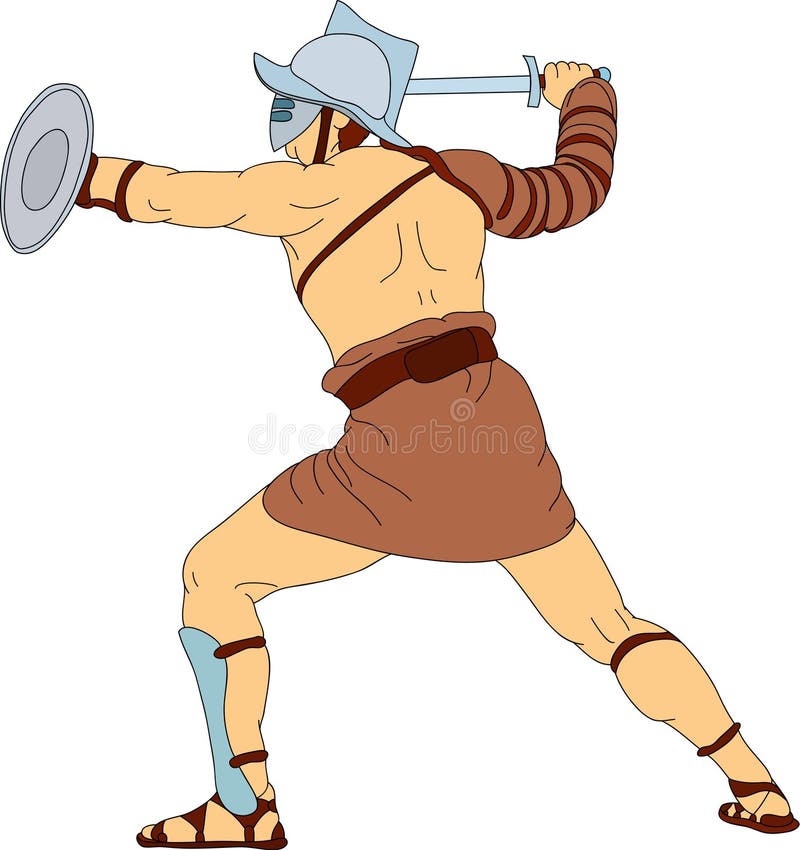 a Roman gladiator fighting. a Roman gladiator fighting