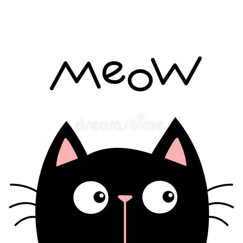 Глядя на сторону черного кота котенка главный. Мяу. Домашнее животное kawaii ребенка. Симпатичный персонаж мультфильма. Скандинавс бесплатная иллюстрация