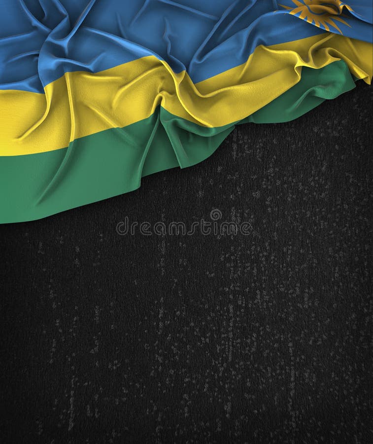 Год сбора винограда флага Руанды на доске черноты Grunge стоковое фото rf