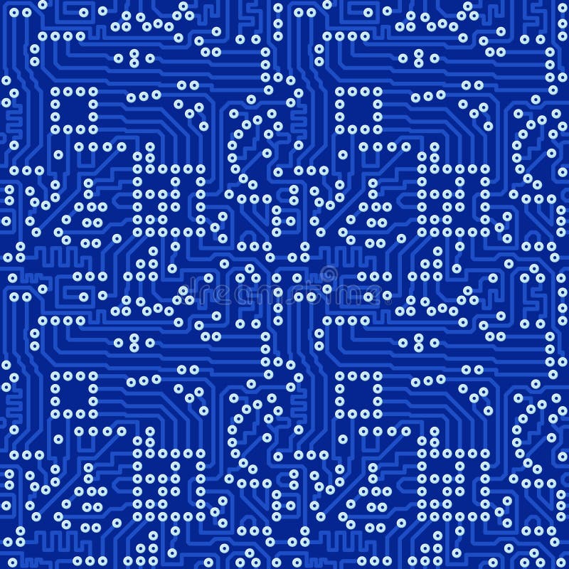 Blue electronic circuit board with silver solder - vector seamless pattern. Blue electronic circuit board with silver solder - vector seamless pattern