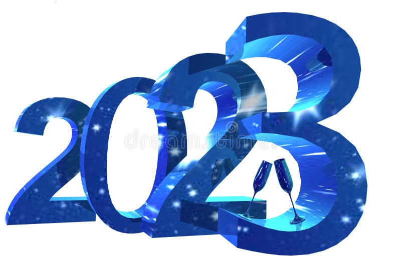 2023 год 23 первый день ночи синие звезды изолированы для фоновой 3d отрисовки иллюстрация штока