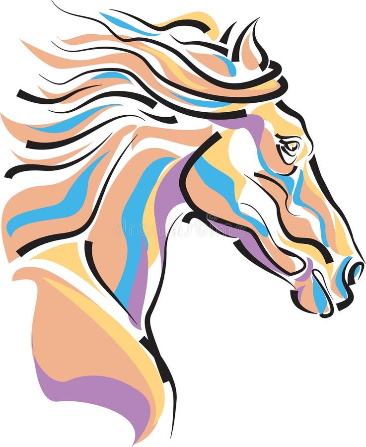 Horse head brush stroke drawing image. Horse head brush stroke drawing image