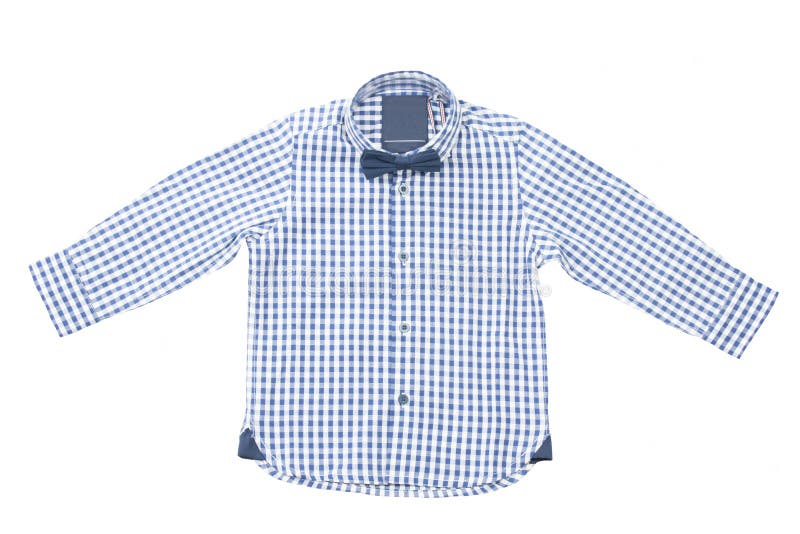 Голубая белая checkered рубашка детей с бабочкой стоковая фотография rf Голубая белая checkered рубашка детей с бабочкой стоковая фотография rf
