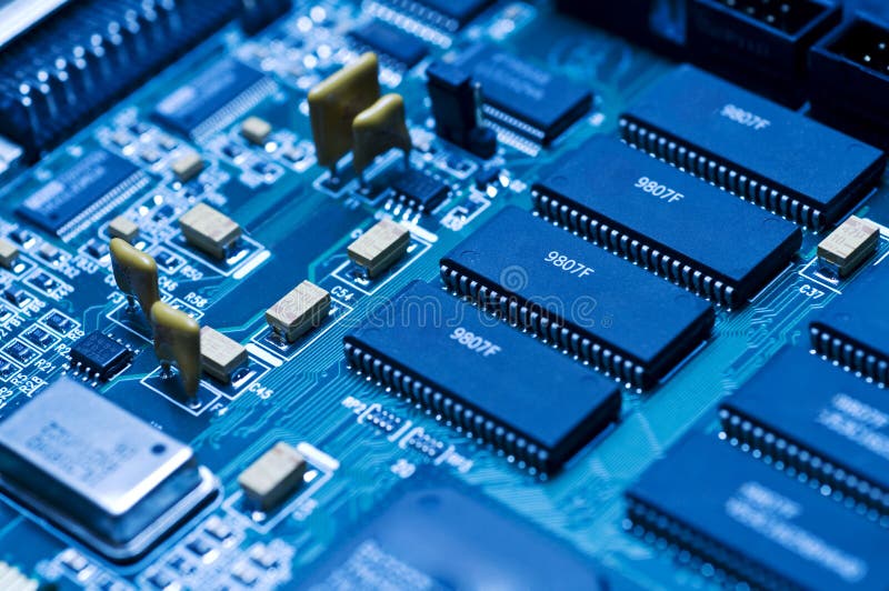 голубая цепь электронная стоковые фотографии rf