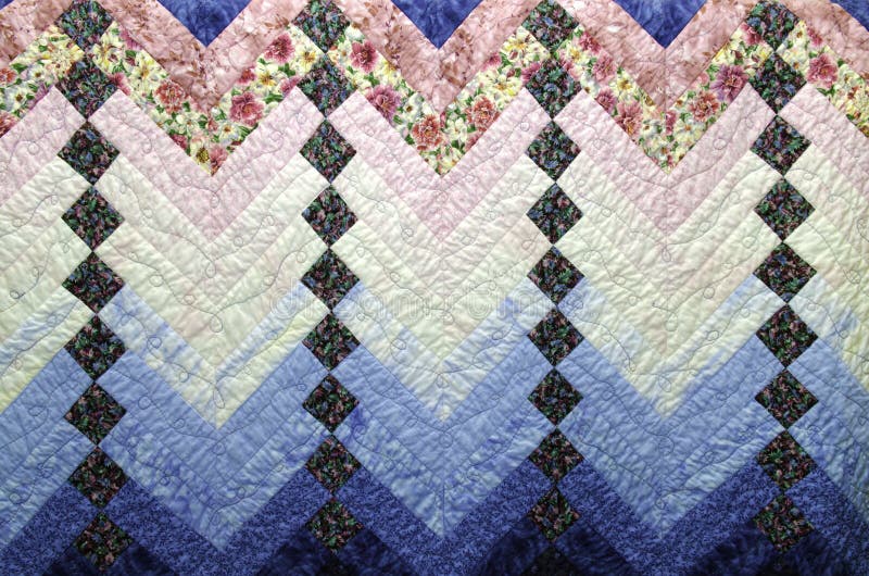 Strips of Patchwork Make a Homemade Country Quilted Blanket. Strips of Patchwork Make a Homemade Country Quilted Blanket