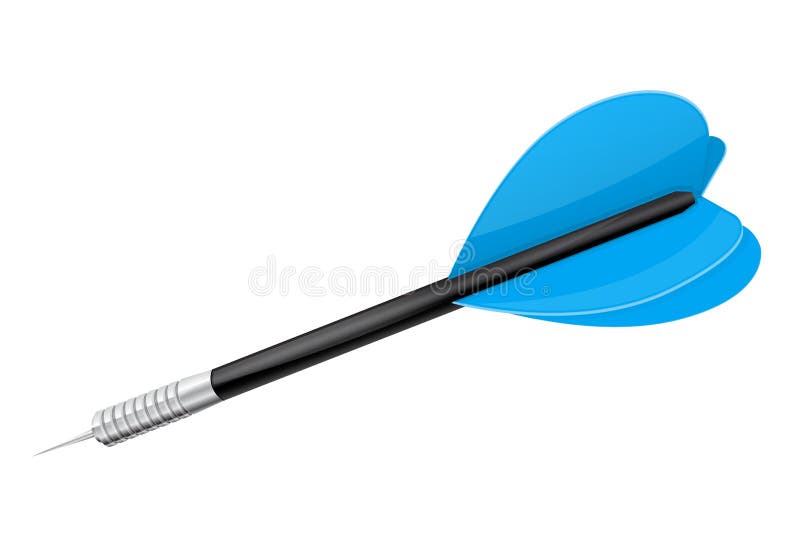 Blue dart with steel tip. Vector 3d illustration isolated on white background. Blue dart with steel tip. Vector 3d illustration isolated on white background