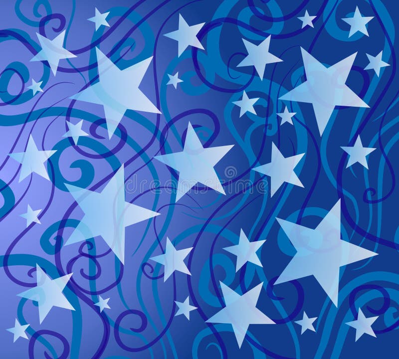 A background pattern featuring colorful stars and swirls in blue and white colors. A background pattern featuring colorful stars and swirls in blue and white colors