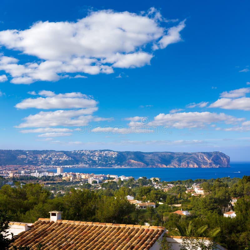 Горизонт Javea Xabia с накидкой Аликанте Сан Антонио стоковое изображение rf Горизонт Javea Xabia с накидкой Аликанте Сан Антонио стоковое изображение rf