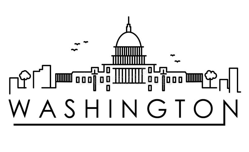 Горизонт города DC США Вашингтона плана при современные изолированные здания также вектор иллюстрации притяжки corel Городской пе бесплатная иллюстрация Горизонт города DC США Вашингтона плана при современные изолированные здания также вектор иллюстрации притяжки corel Городской пе бесплатная иллюстрация