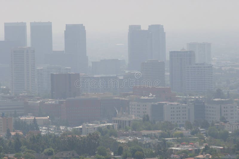 View on the air pollution of Downtown LA on a sunny day. View on the air pollution of Downtown LA on a sunny day