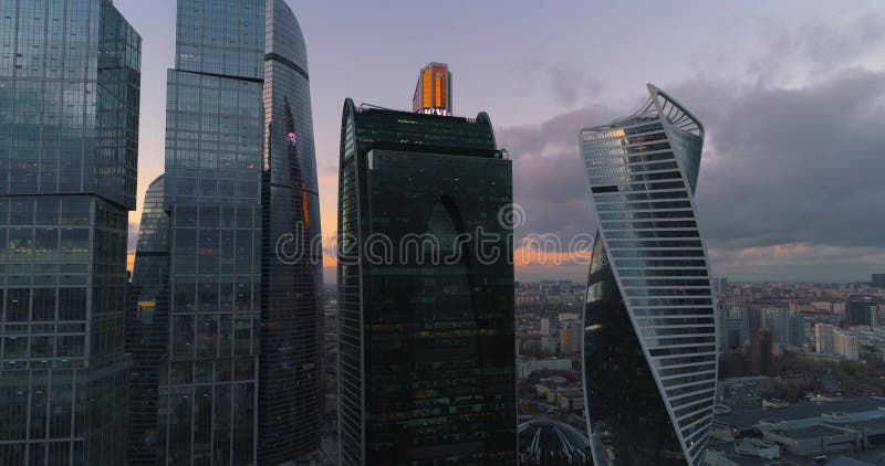 город moscow делового центра Воздушный, dron снимает видеоматериал