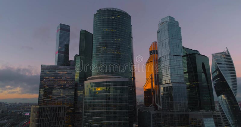 город moscow делового центра Воздушный, dron снимает сток-видео