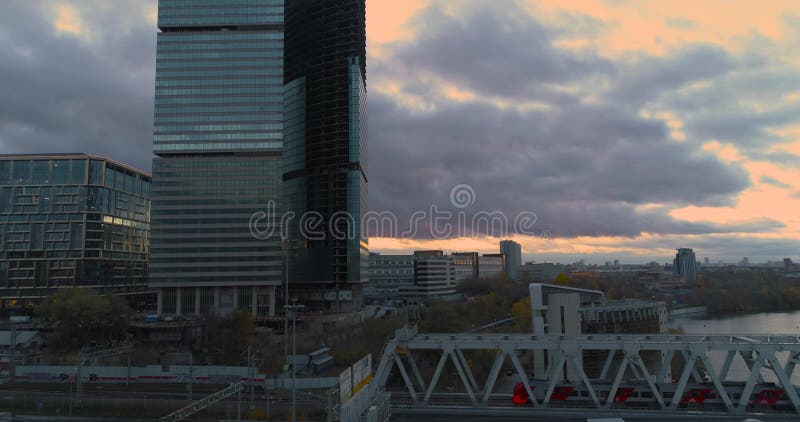 город moscow делового центра Воздушный, dron снимает сток-видео