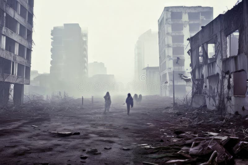 город-призрак. заброшенные улицы бесплатная иллюстрация