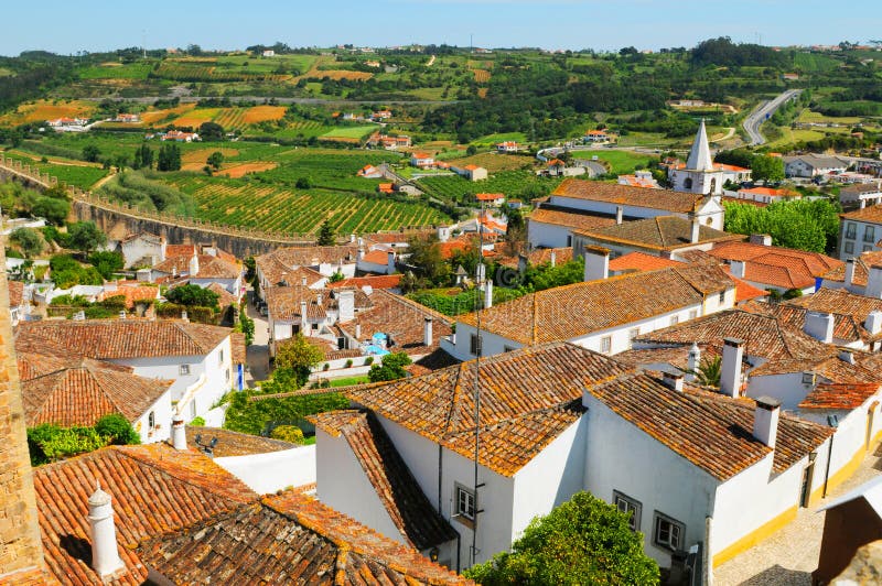 городок obidos стоковые изображения городок obidos стоковые изображения