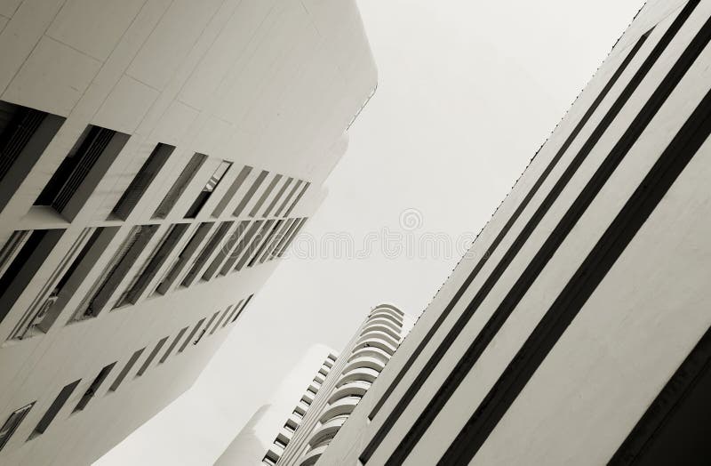 Urban condo, modern flat cosmopolitan residential white marble colors buildings structure skyline background. Urban condo, modern flat cosmopolitan residential white marble colors buildings structure skyline background