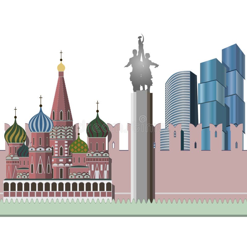 Background with Moscow's sights: Kremlin, city, cathedral. Background with Moscow's sights: Kremlin, city, cathedral