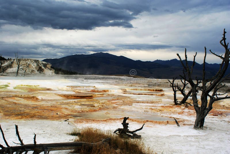 Hell-like scenery of Big Mammoth hot spring, Yellowstone National Park, Wyoming. Hell-like scenery of Big Mammoth hot spring, Yellowstone National Park, Wyoming