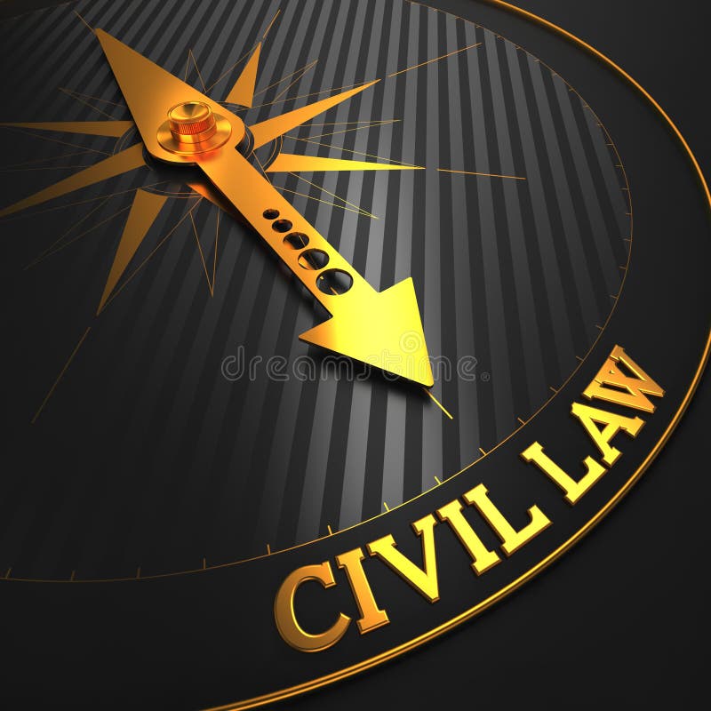 Civil Law - Business Background. Golden Compass Needle on a Black Field Pointing to the Word Civil Law. 3D Render. Civil Law - Business Background. Golden Compass Needle on a Black Field Pointing to the Word Civil Law. 3D Render.