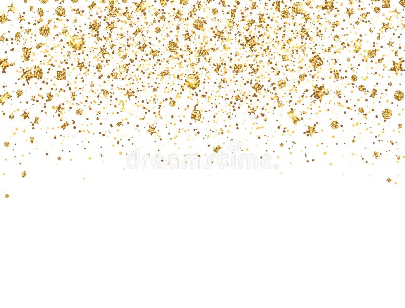 Граница конфетти glitter золота. Золотой сверкнает и пыль на белом фоне. Роскошный кадр декорации glitter. Яркий дизайн бесплатная иллюстрация