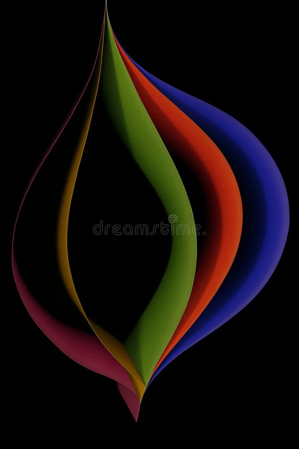 Graphic design of five sheets of paper, pink yellow green orange and blue paper on a black background. Graphic design of five sheets of paper, pink yellow green orange and blue paper on a black background