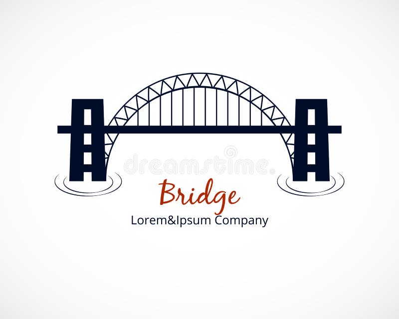 Simple Bridge Logo Graphic Design with Editable Text Area Isolated on White Background. Simple Bridge Logo Graphic Design with Editable Text Area Isolated on White Background