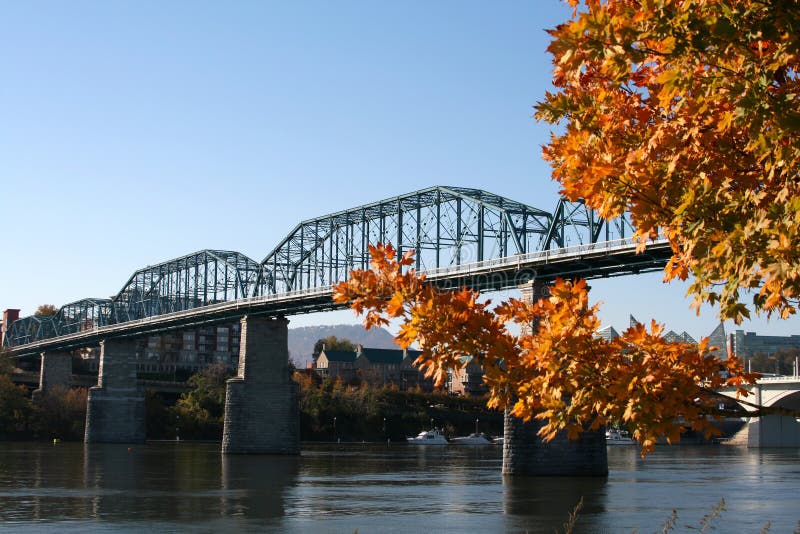 Walnut Street Bridge on Tennessee River in Chattanooga Tennessee. Walnut Street Bridge on Tennessee River in Chattanooga Tennessee