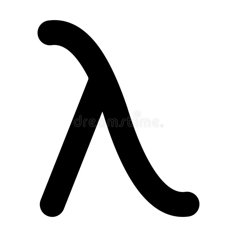 Греческая буква Lambda Symbol Минималистичная черная икона на белом фоне бесплатная иллюстрация