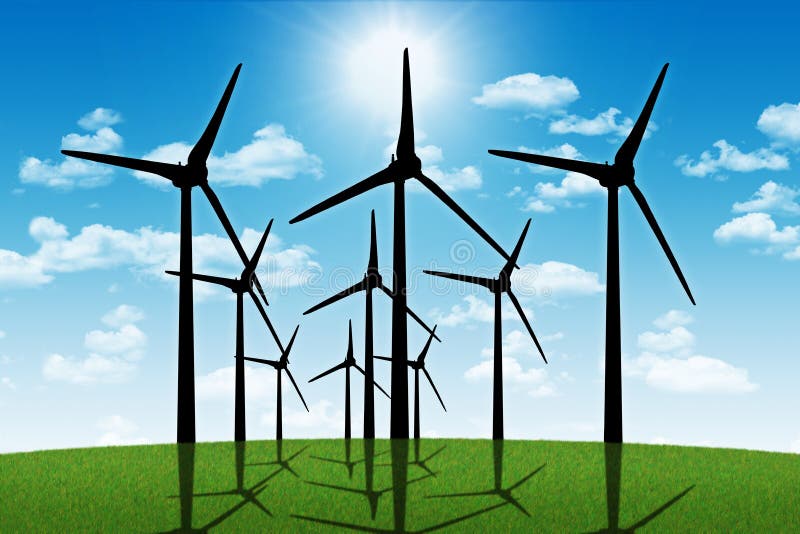 Группа в составе aeolian ветрянки в перспективе стоковые изображения Группа в составе aeolian ветрянки в перспективе стоковые изображения