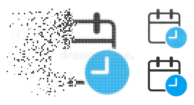 Двигая значок времени даты полутонового изображения Pixelated иллюстрация вектора