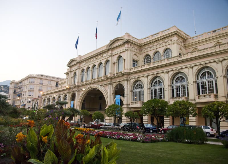 Elegant building of Europe Palace in Menton, French Riviera. Elegant building of Europe Palace in Menton, French Riviera.