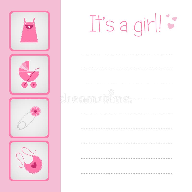 Cute illustration of a baby girl arrival card with space for your text.EPS file available. Cute illustration of a baby girl arrival card with space for your text.EPS file available