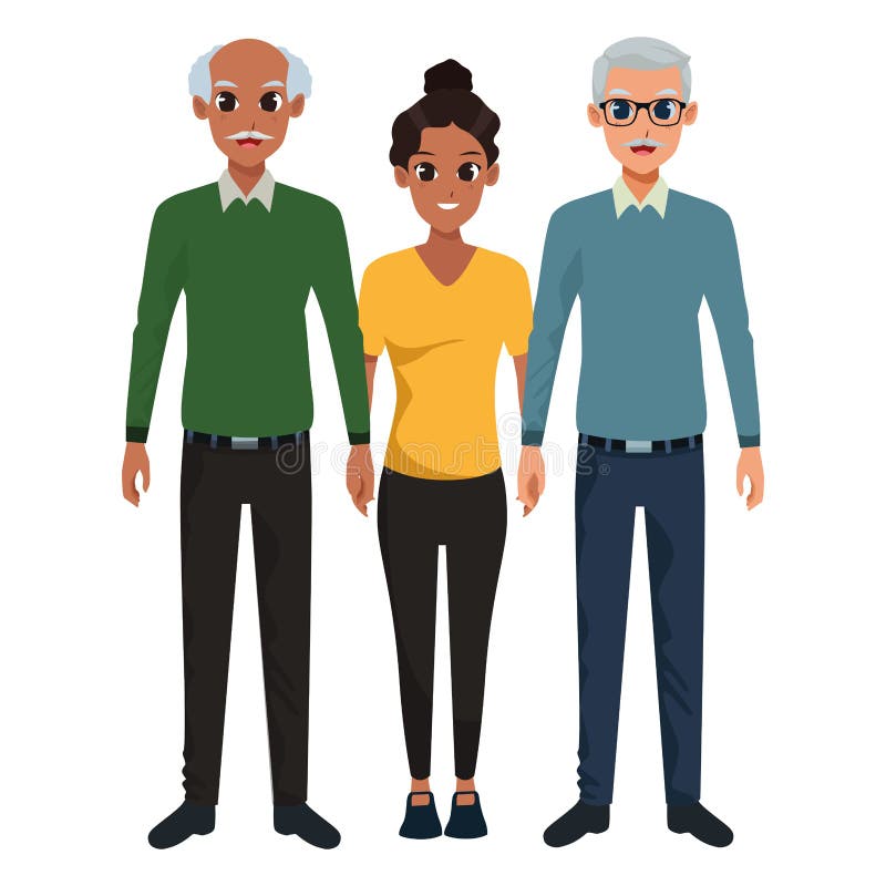 Family grandfathers with adultt afro granddaughter vector illustration graphic design. Family grandfathers with adultt afro granddaughter vector illustration graphic design
