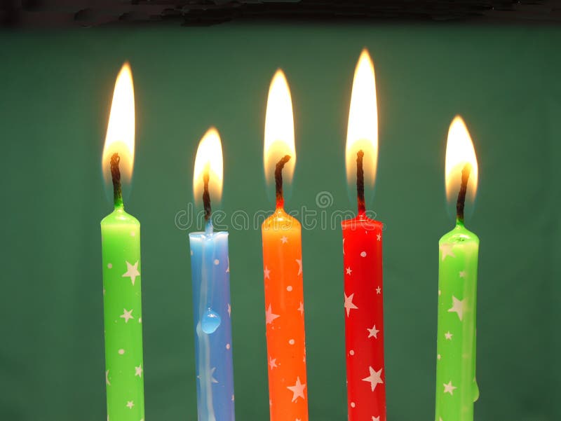 The five colored birthday candles. The five colored birthday candles