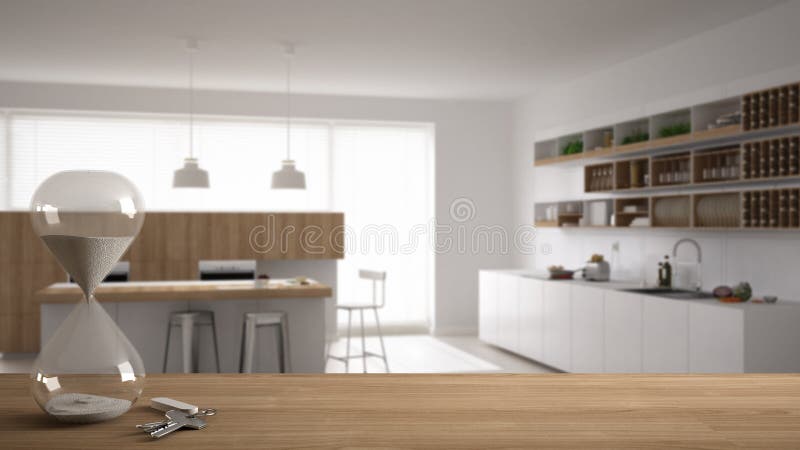 Деревянный стол в интерьере современной кухни