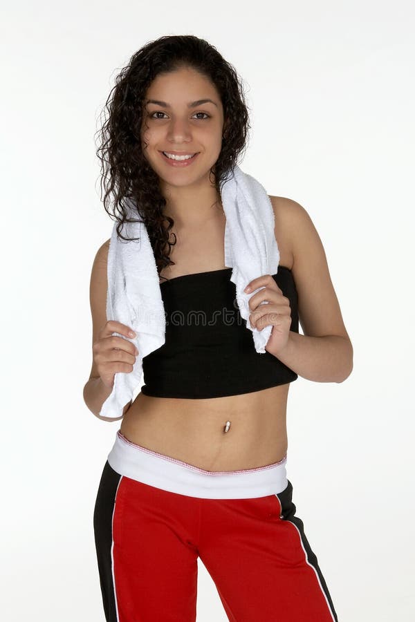 Pretty Young Latina with Workout Towel. Pretty Young Latina with Workout Towel