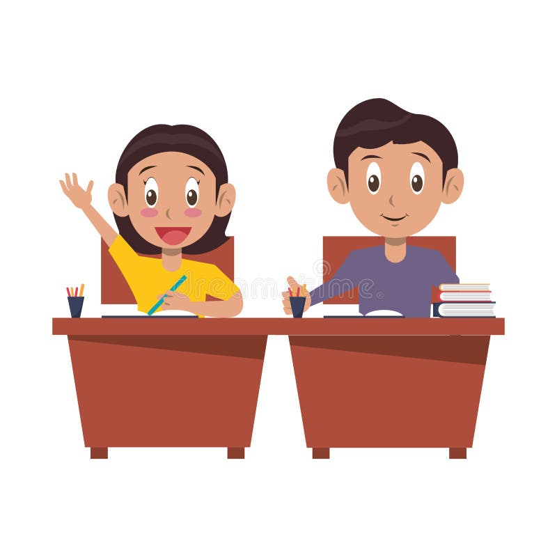 Studenten Schulmaedchen Cartoon Doppelter