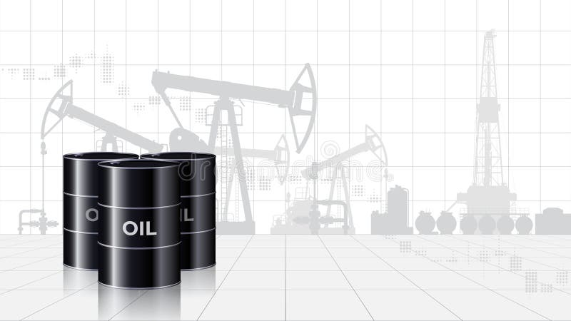 Диаграмма падения цен на нефть за баррель. Нефтяные бочки на фоне карты. Анализ падения мировых энергетических рынков. Влияние иллюстрация вектора