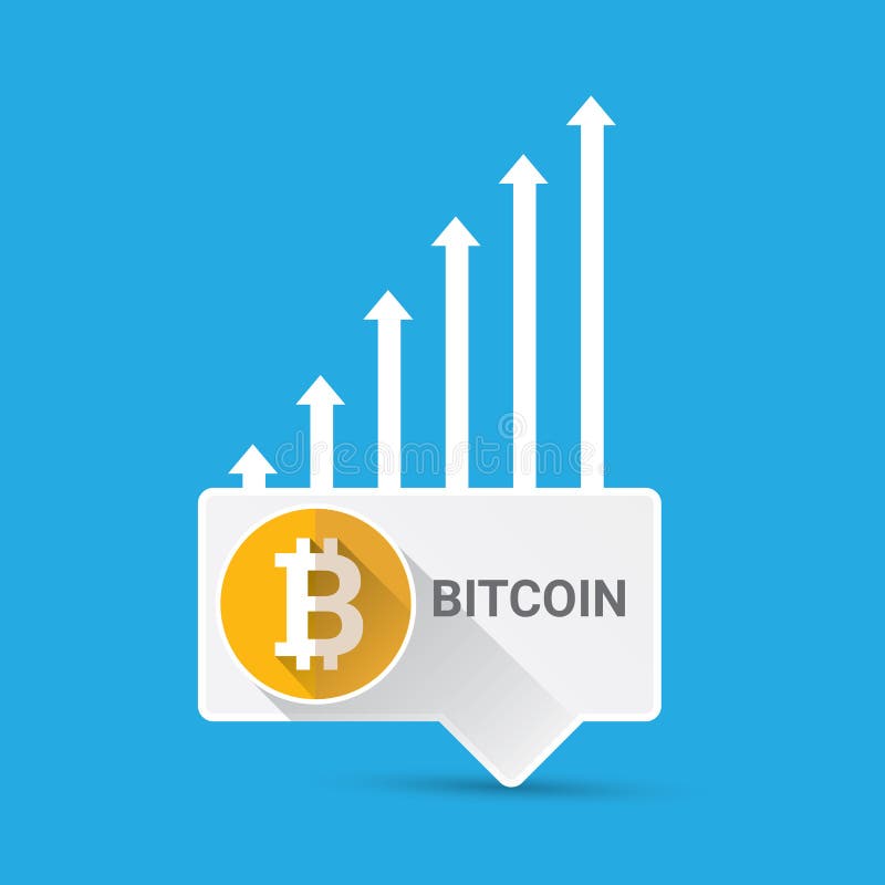 Диаграмма роста bitcoin вектора на голубой предпосылке иллюстрация штока
