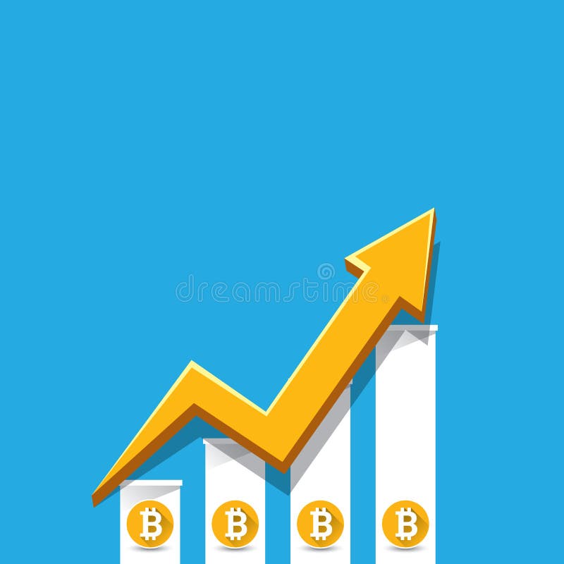 Диаграмма роста bitcoin вектора на голубой предпосылке иллюстрация штока