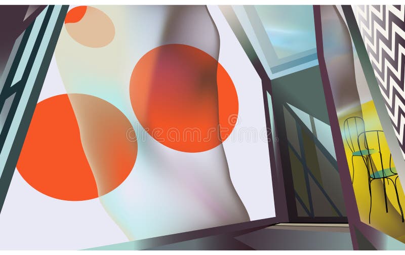 Vector abstract illustration of interior, colorful background royalty free illustration