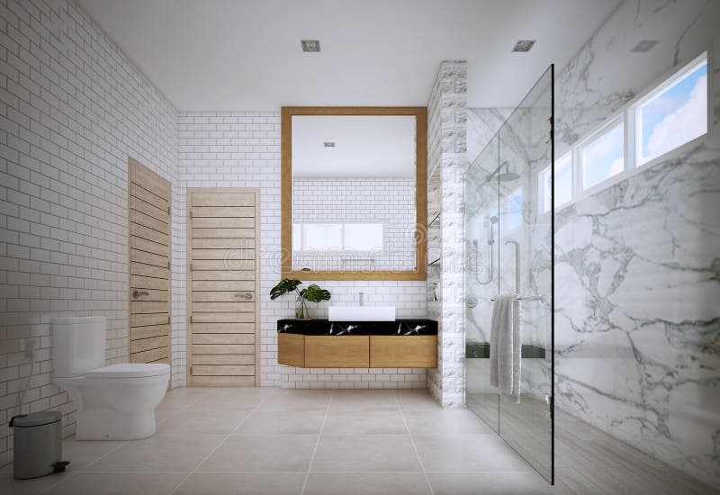 Дизайн Bathroom, интерьер современного стиля иллюстрация вектора