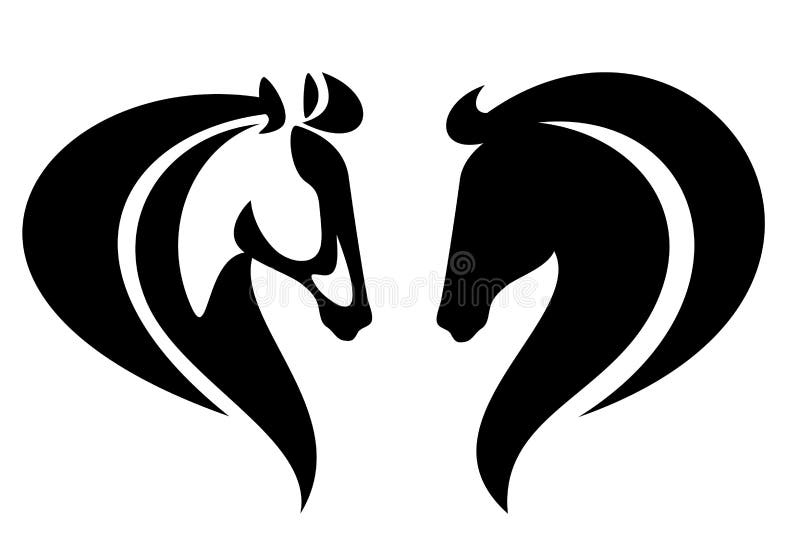Horse head side view simple black and white vector design. Horse head side view simple black and white vector design