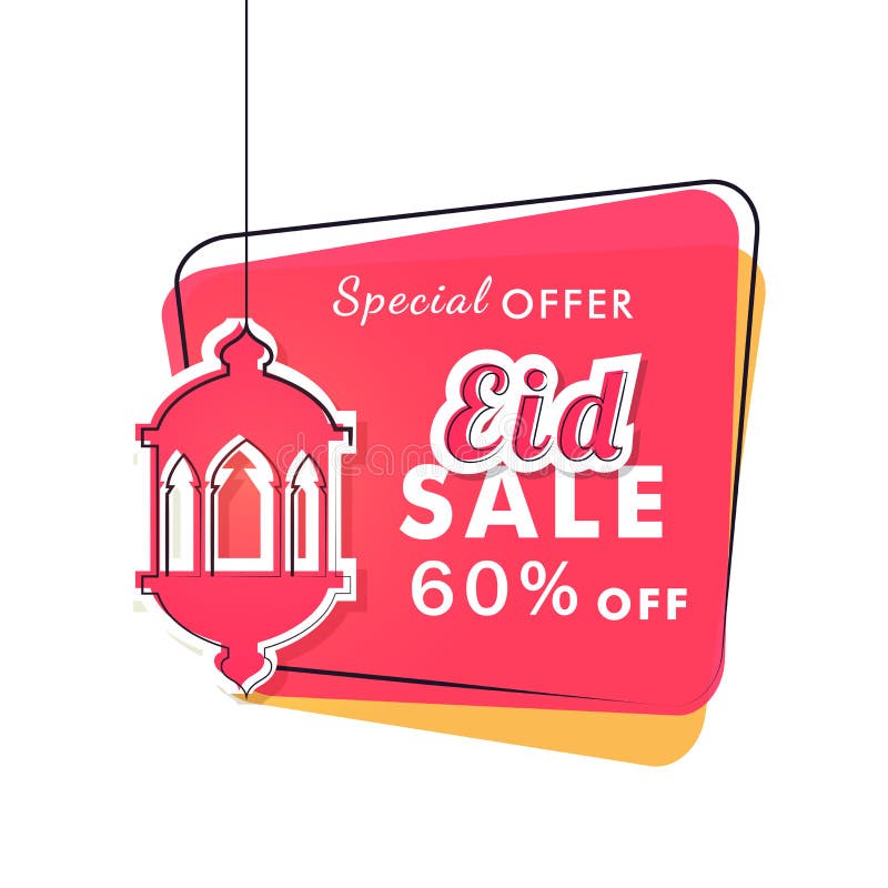 Дизайн знамени продажи Eid с фонариком и 60% смертной казни через повешение бесплатная иллюстрация Дизайн знамени продажи Eid с фонариком и 60% смертной казни через повешение бесплатная иллюстрация