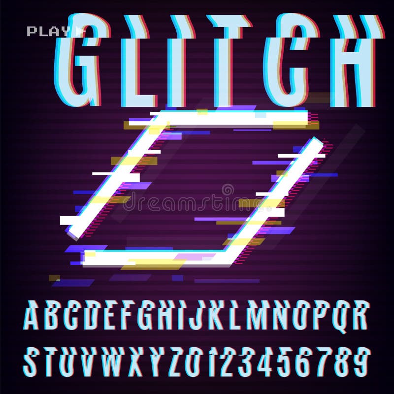 Дизайн конспекта Glitched Передернутые предпосылка и шрифт стиля небольшого затруднения ретро VHS - Знамя, плакат, рогулька, брош иллюстрация штока Дизайн конспекта Glitched Передернутые предпосылка и шрифт стиля небольшого затруднения ретро VHS - Знамя, плакат, рогулька, брош иллюстрация штока