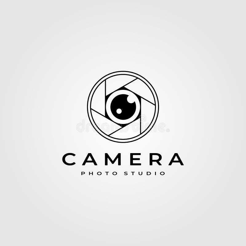Дизайн логотипа объектива фотографии в стиле минимализма иллюстрации вектора иллюстрация штока