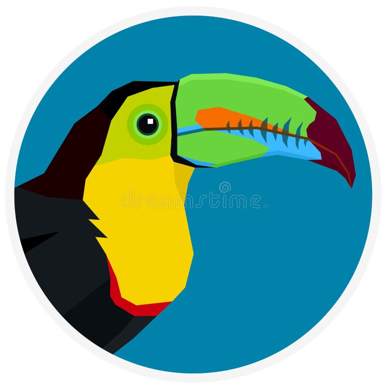 Дикие птицы keelbilled frame круга стиля toucan мультфильма иллюстрации вектора плоская бесплатная иллюстрация