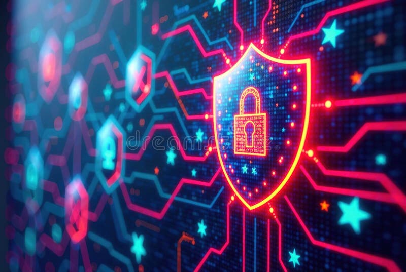 динамическая цифровая крепость - это футуристический реферат, изображающий передовые возможности кибербезопасности и защиты сети в бесплатная иллюстрация
